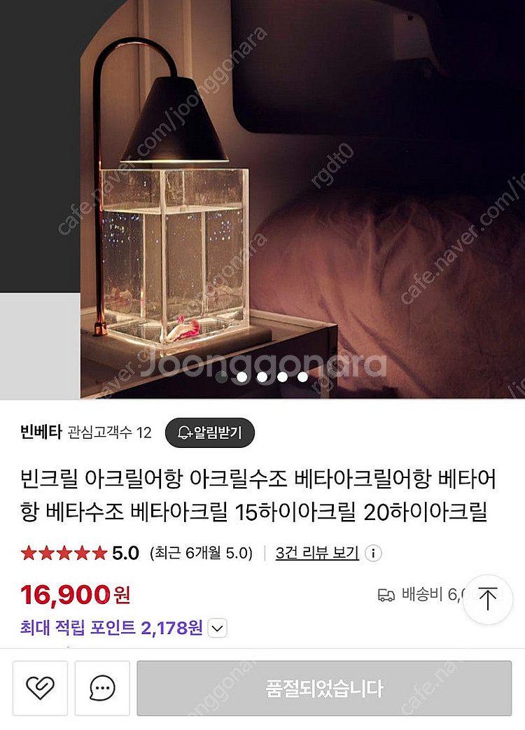 아크릴어항 15하이큐브 (빈크릴) 외 베타 침대 히터 ...--2