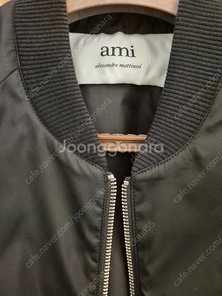아미 블랙 하트로고 간절기 블루종 블랙 재킷 (ami)--2
