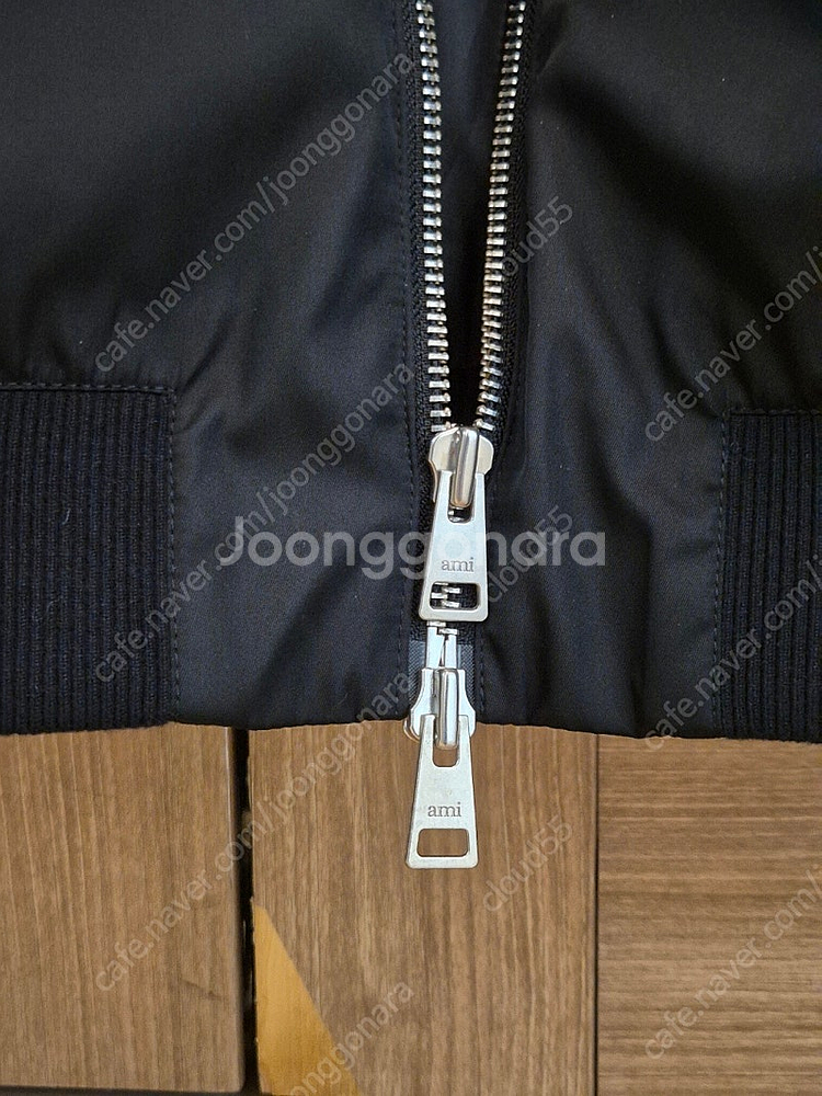 아미 블랙 하트로고 간절기 블루종 블랙 재킷 (ami)--3