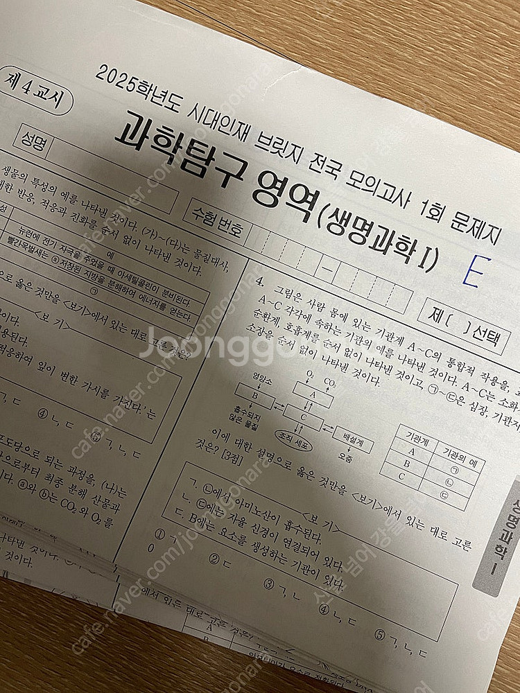 2025학년도 시대인재 생명과학 1 모의고사 판매합니다...--2