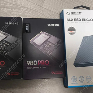 삼성 980pro SSD 2TB 두개 오리코 더블인클로저