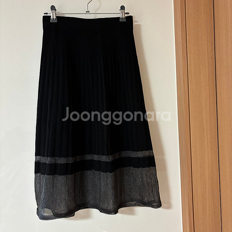 한섬 SJSJ 글리터 니트 플리츠 미디 스커트 치마 결...--0