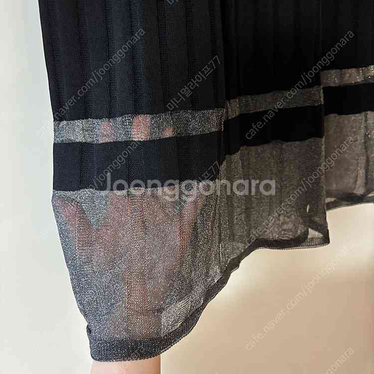 한섬 SJSJ 글리터 니트 플리츠 미디 스커트 치마 결...--2