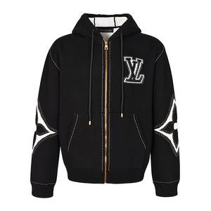 좌쓰 Louis Vuitton Graphic Intarsia Zip Cotton Hoodie 루이비통 그래픽 인따르시아 지퍼 코튼 후드 블랙 화이트