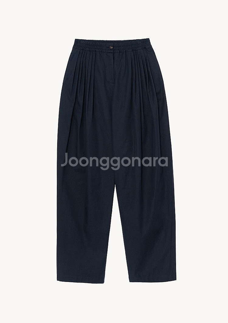 문달 volume tuck pants navy L--0
