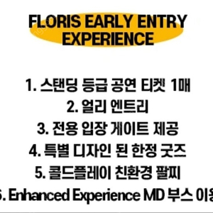 콜드플레이 첫콘 FLORIS EARLY ENTRY 2매 정가양도