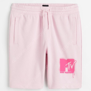 남성 H&M 레귤러핏 MTV 핑크 반바지 스웨트 쇼츠 M사이즈 반바지 미개봉