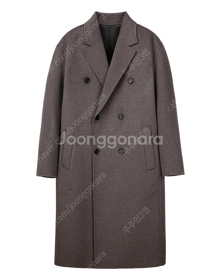 알레그리 / 캐쉬미어 핸드메이드 더블 세미오버핏 롱코트...--0