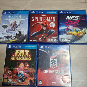 ps4 호라이즌 제로던, 스파이더맨1, 니드포스피드 히트, 팻프린세스, 드라이브클럽 팝니다