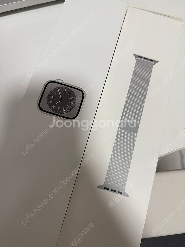 애플워치8 스테인리스 실버 41MM 셀룰러 풀박--2