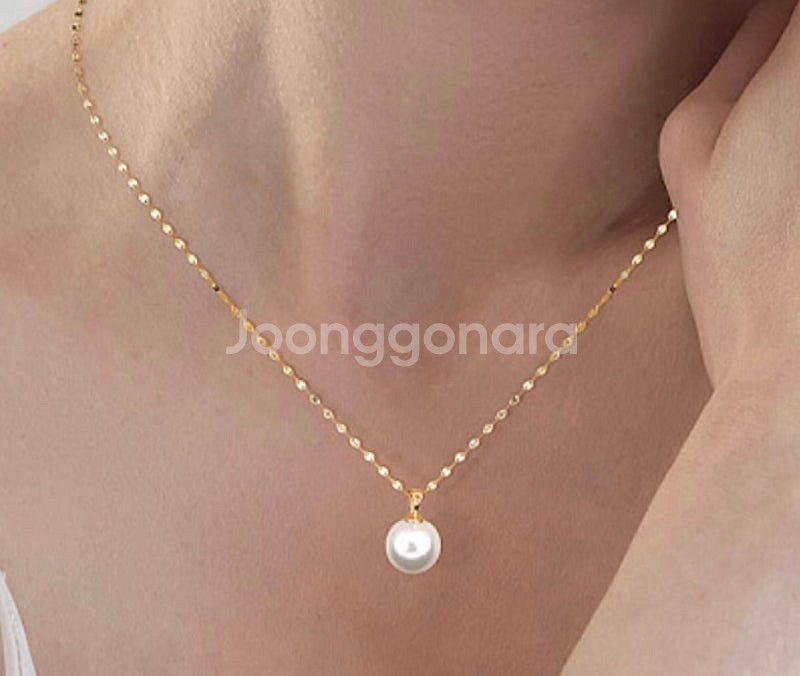 스와로브스키 진주 목걸이 14k--1