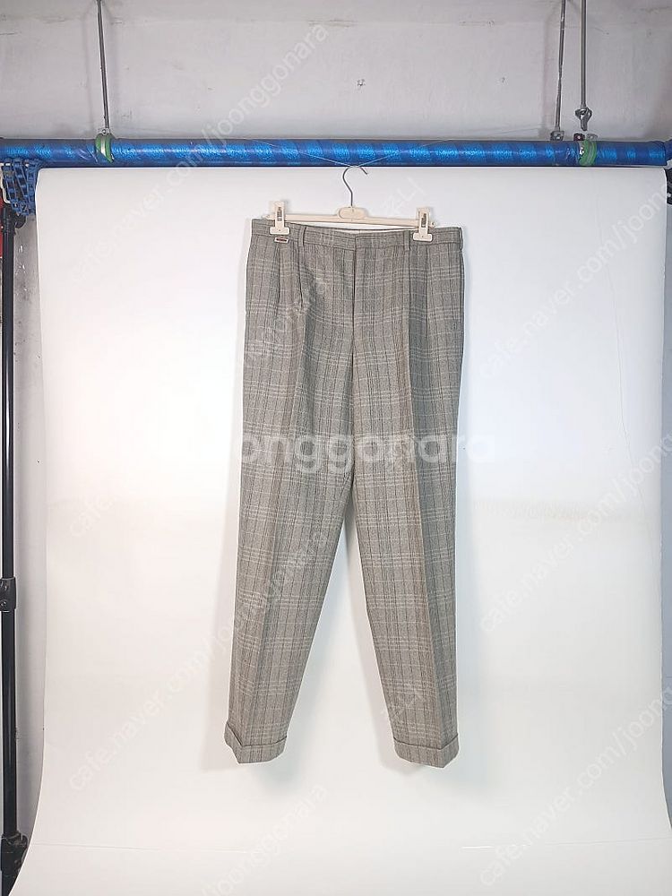 인터메조 회색 첵크 플란넬 울 남성 바지--0