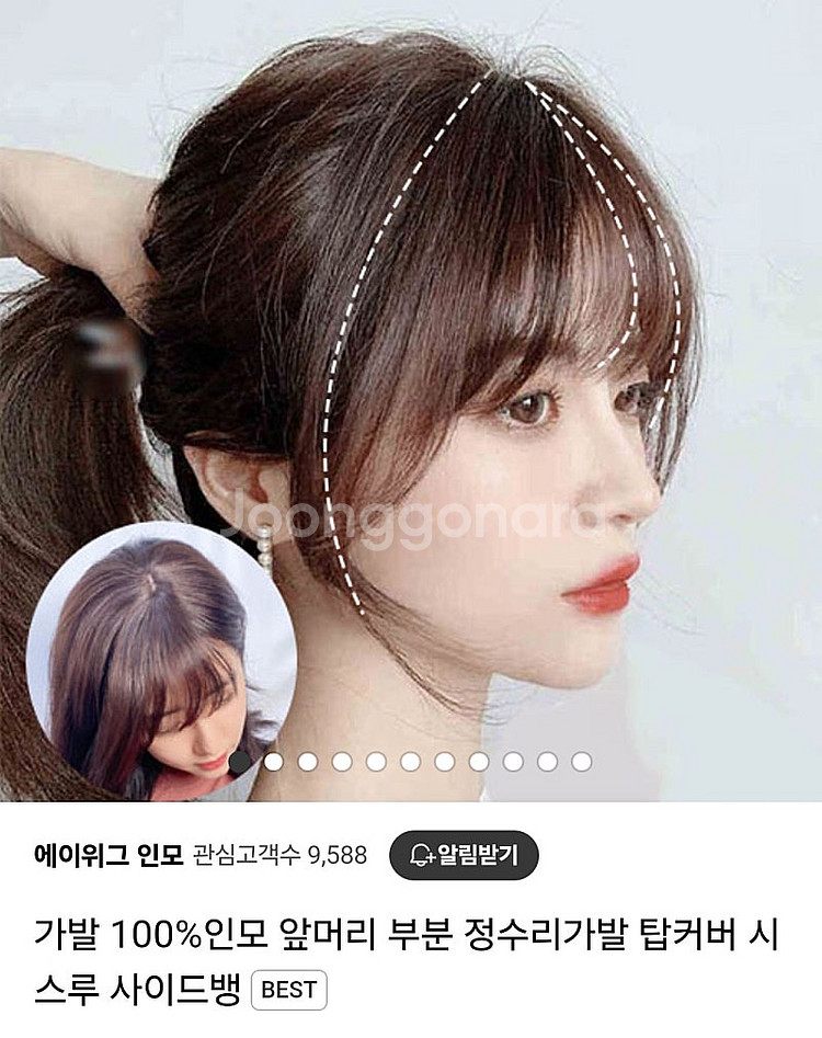 에이위그 앞머리 정수리가발 (원가47000)--0