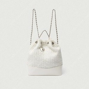 더바넷 트위드 백팩 아이보리 새상품 택배비 포함 Ivory Tweed Drawstring Chain Backpack