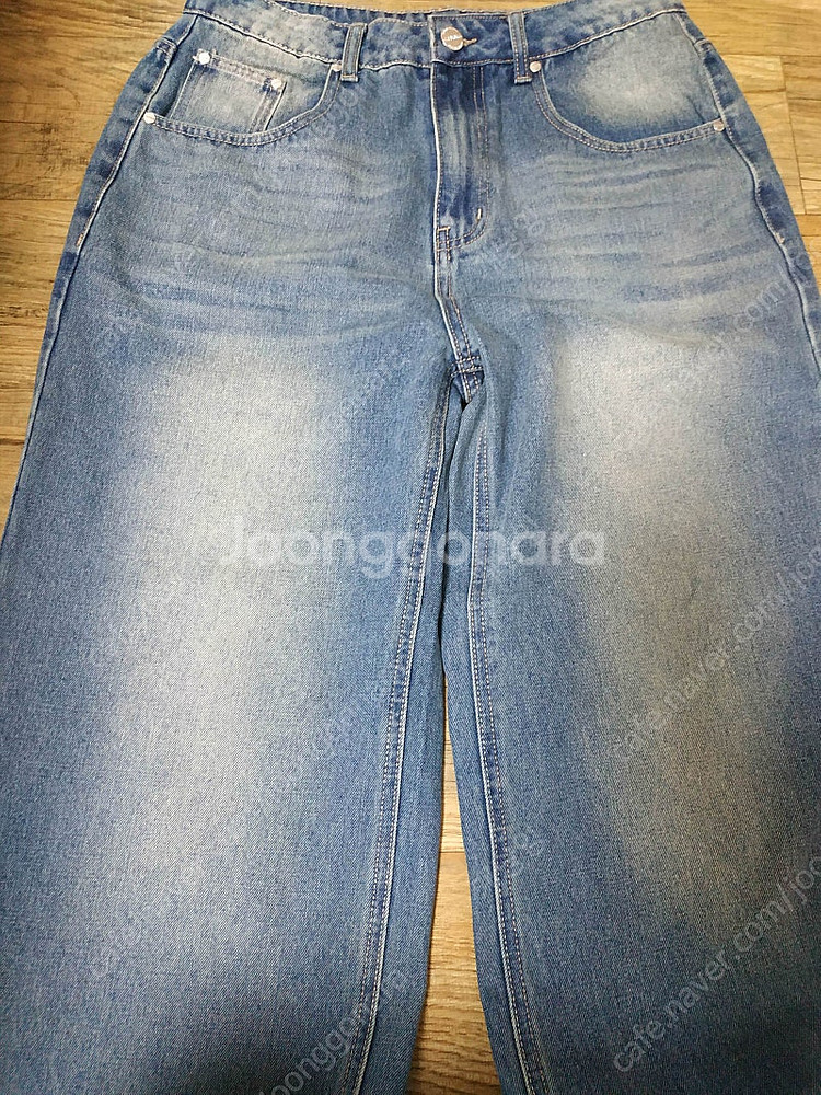 (택포)리메인세컨드 빈티지 캣워싱 와이드 데님팬츠 (샌...--2