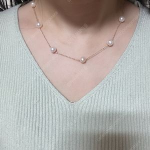 14k 로즈골드 진주목걸이