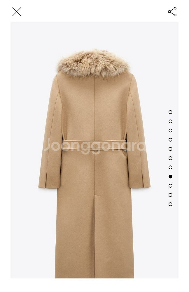 택 있는 새상품) 자라 퍼 칼라 베이지 울코트--6