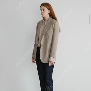 마론에디션 자켓 Beige Herringbone Single Blazer