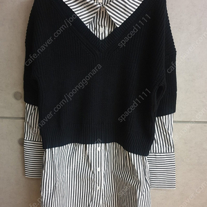 마쥬 셔츠 크롭 레이어드니트