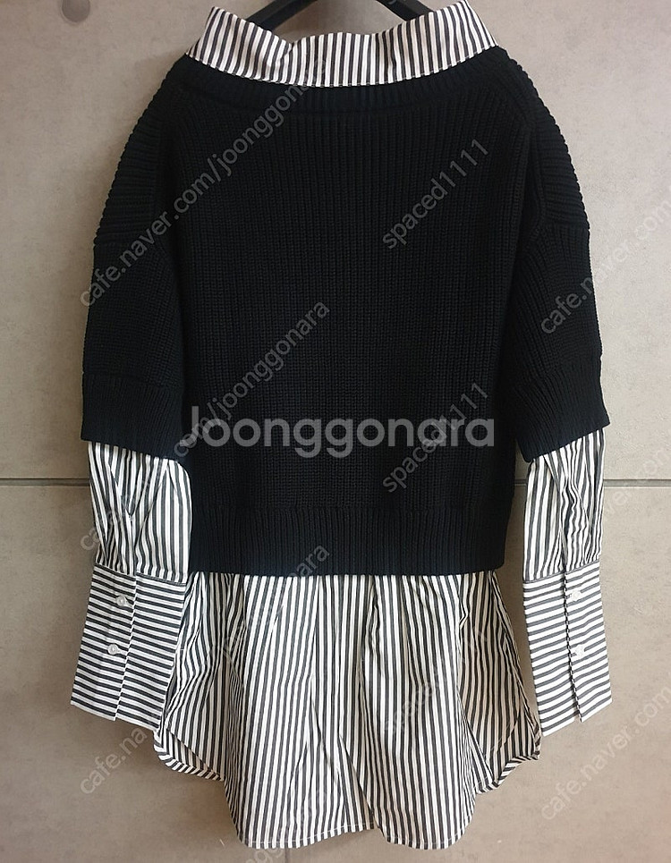 마쥬 셔츠 크롭 레이어드니트--1