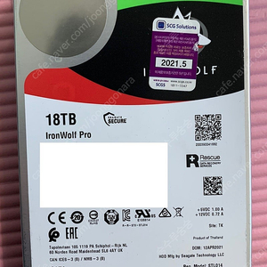 Seagate IRONWOLF 18TB 팝니다. (18테라 하드디스크)