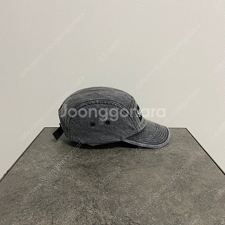 슈프림 22FW 워시드 데님 블랙 박스로고 캠프캡 모자--1