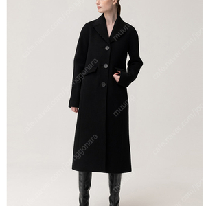 킨더살몬 파인 울 블랙 코트 Fine Wool Shaped Coat Black