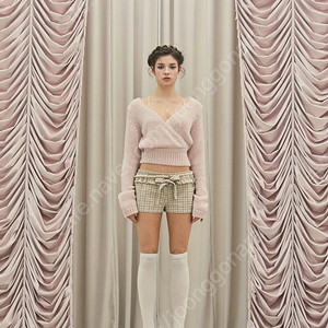 쓰리타임즈 랩 니트 탑 (핑크)