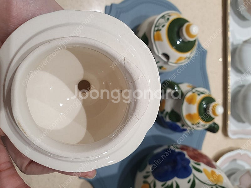 빈티지 독일 빌레로이앤보흐 바우언블루메 커피포트 세트--7