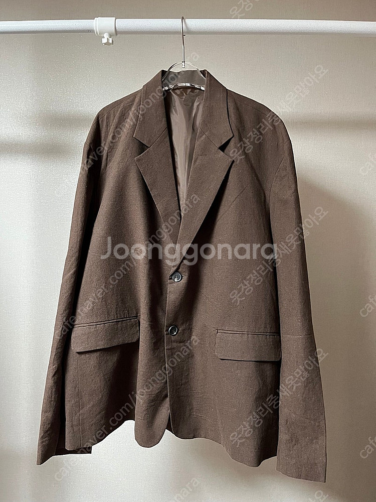 남자 여름 린넨 블레이저 자켓 브라운--0