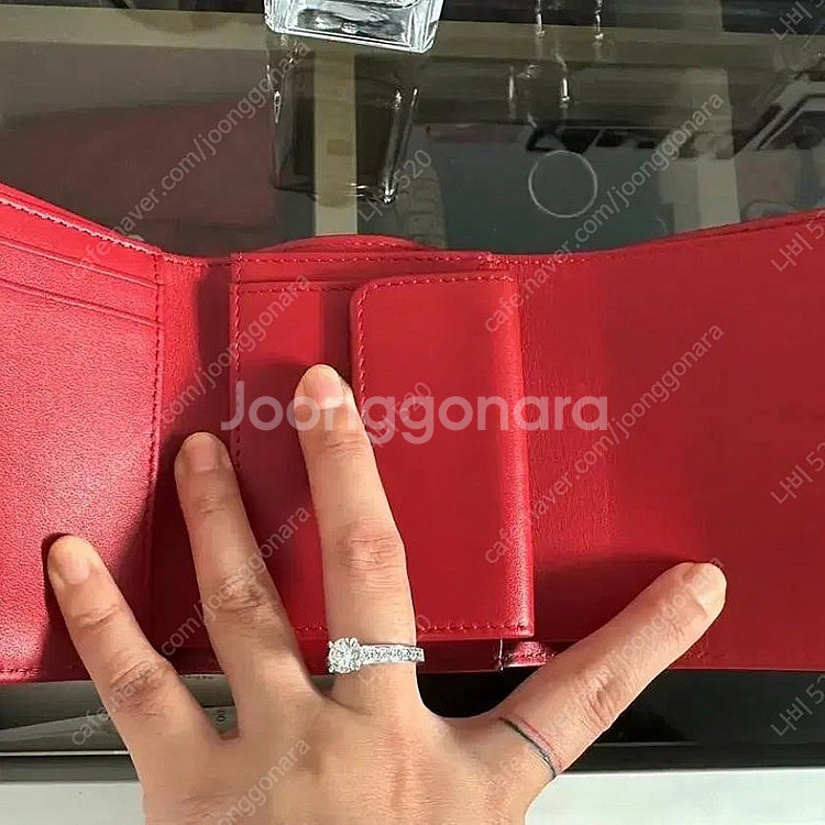 샤넬 캐비어가죽 중지갑 레드--2