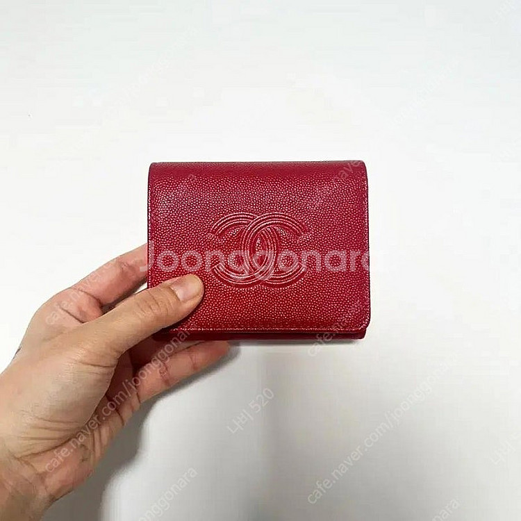 샤넬 캐비어가죽 중지갑 레드--5