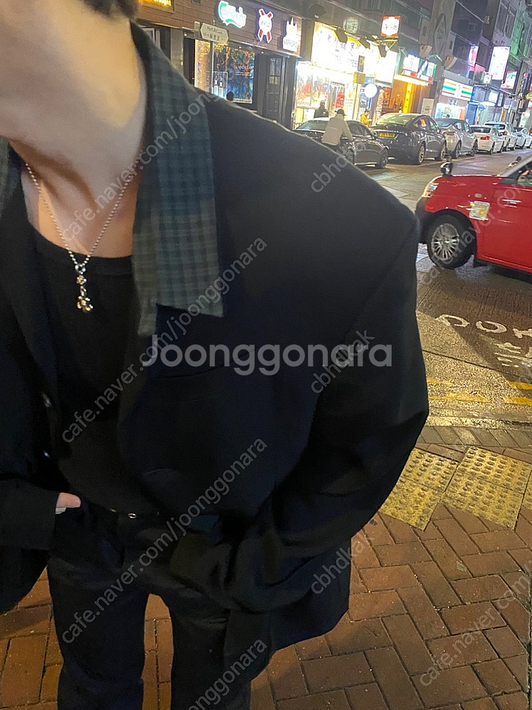 (새상품) 발렌시아가 21SS 체크 카라 오버사이즈 자...--3