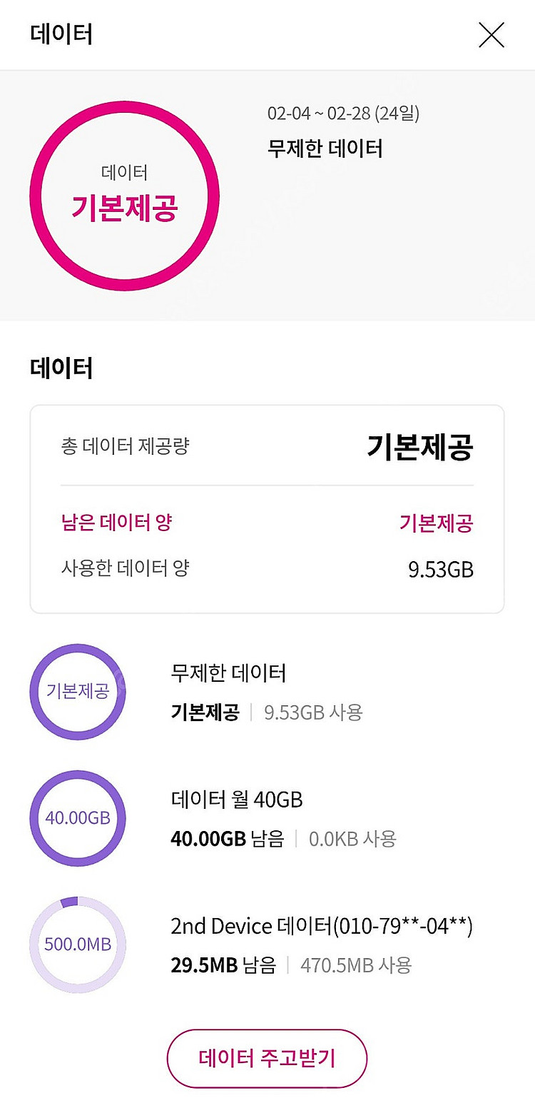 LGU+ 유플러스 데이터 2기가 3천원--0