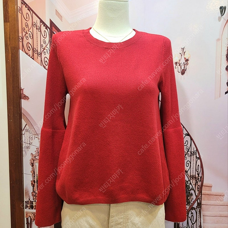 코스 COS 플라운스 슬리브 레드 니트--1