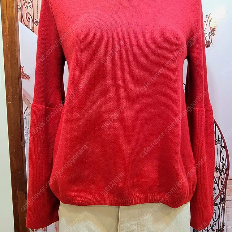 코스 COS 플라운스 슬리브 레드 니트--3