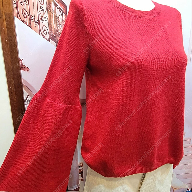 코스 COS 플라운스 슬리브 레드 니트--4