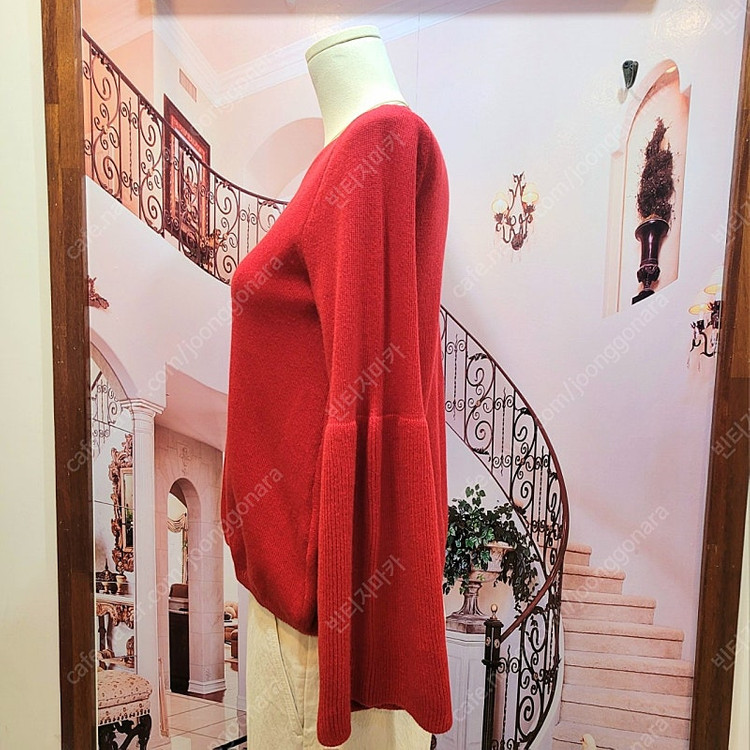 코스 COS 플라운스 슬리브 레드 니트--5