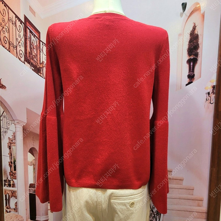 코스 COS 플라운스 슬리브 레드 니트--6