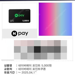 네이버페이 N Pay 포인트 쿠폰 5,000원 (재고:12장)