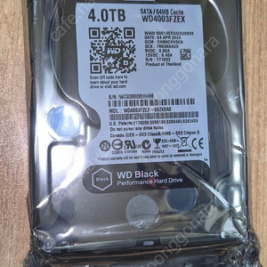 (미개봉 새제품) WD 블랙 HDD 4TB 최고급 모델 블랙 하드디스크, Western Digital WD BLACK 7200RPM