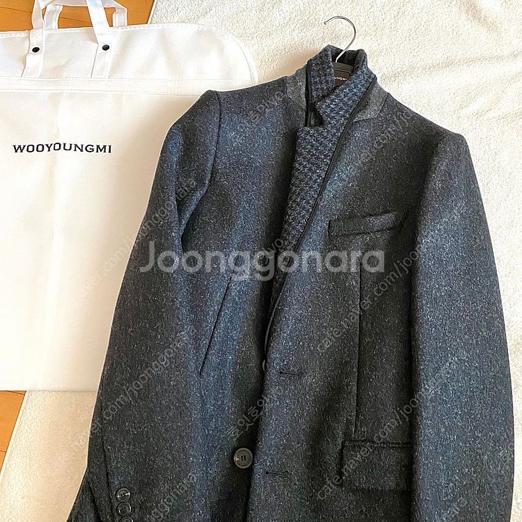 우영미 트위드 그레이 싱글코트--0
