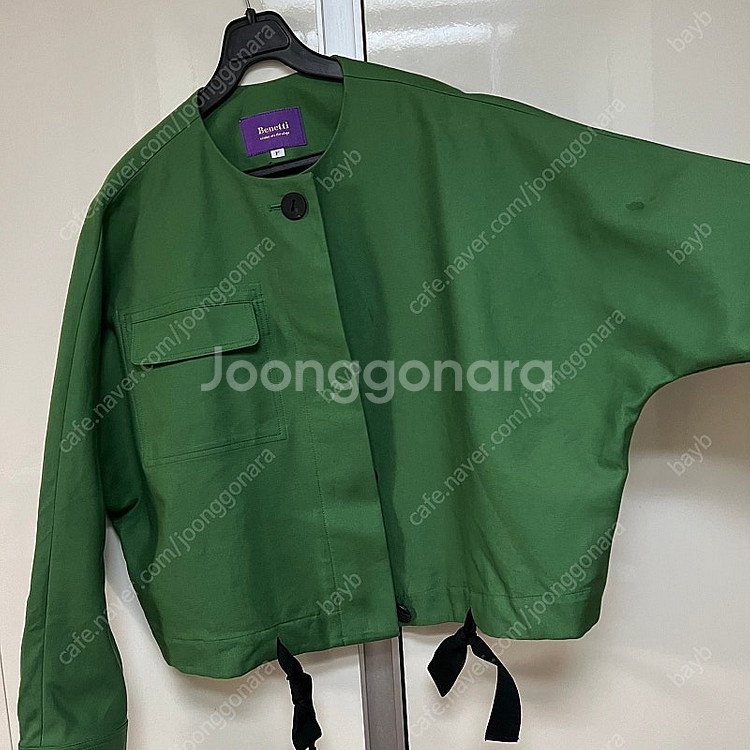 제평 베네띠 라운드 숏 자켓 크롭 자켓 그린 리틀블랙--6