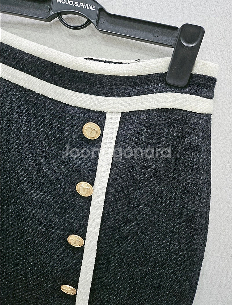 모조에스핀 블랙 고급 배색 스커트--3