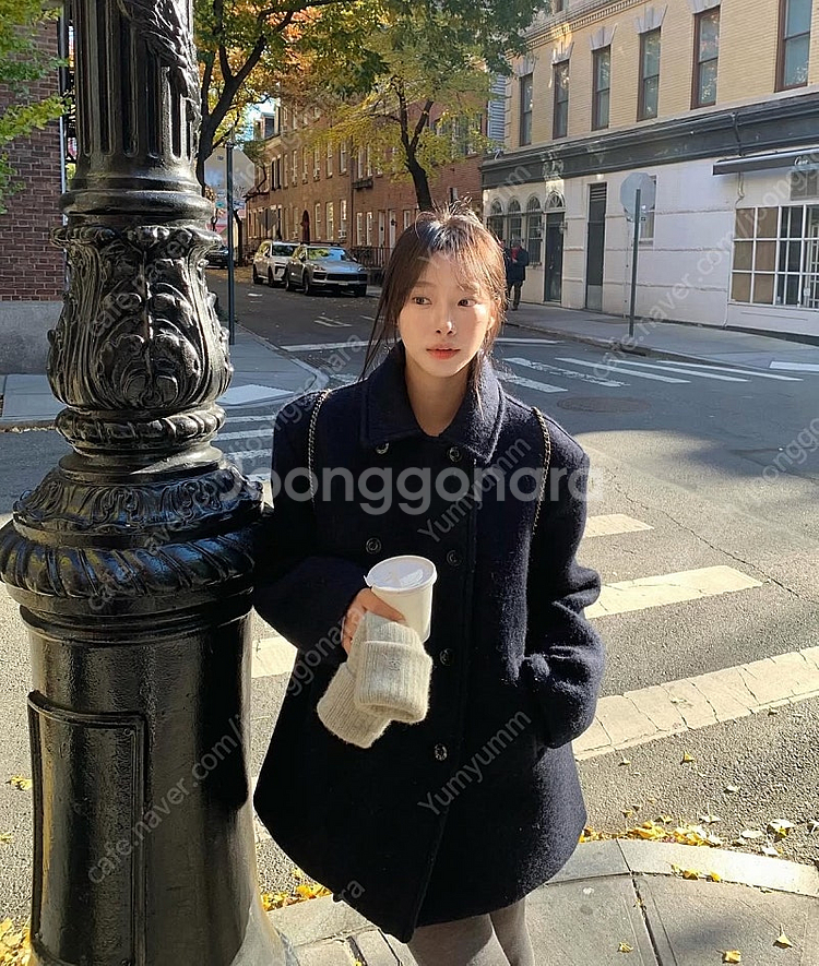 샵리즈 Leeds Clotty 알파카 하프 코트 네이비--0