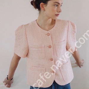 보카바카 린넨 트위드 자켓 핑크 s사이즈 vocavaca Maisie Linen Tweed Jacket pink s