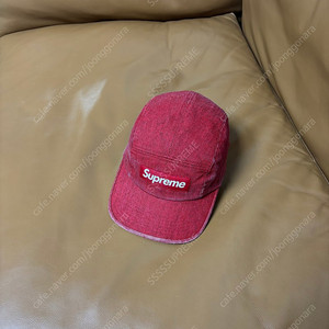 Supreme 슈프림 데님 레드 캠프캡 모자 (Washed Denim Red)