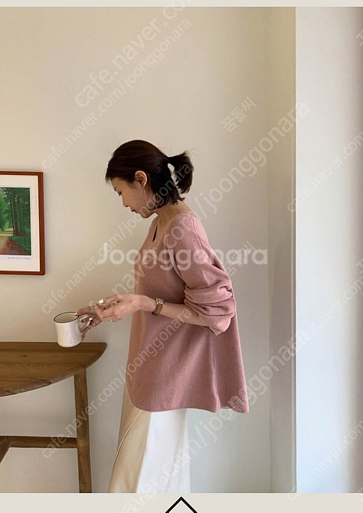 유메르 실크 여리 브이니트 핑크--4