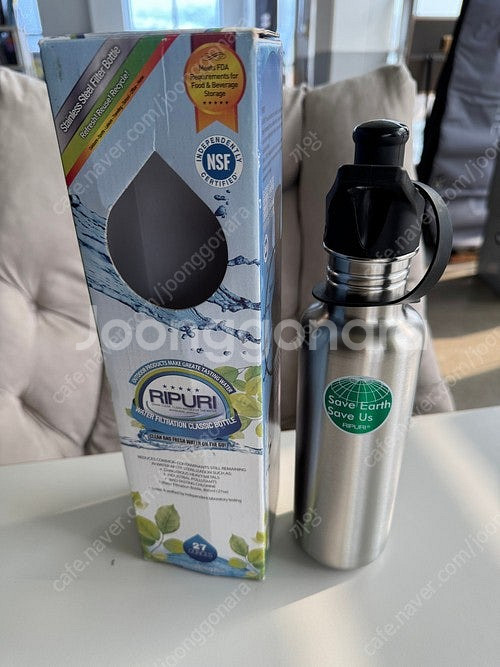 리퓨리 스테인리스 휴대용 정수 필터 물병 800ml--0