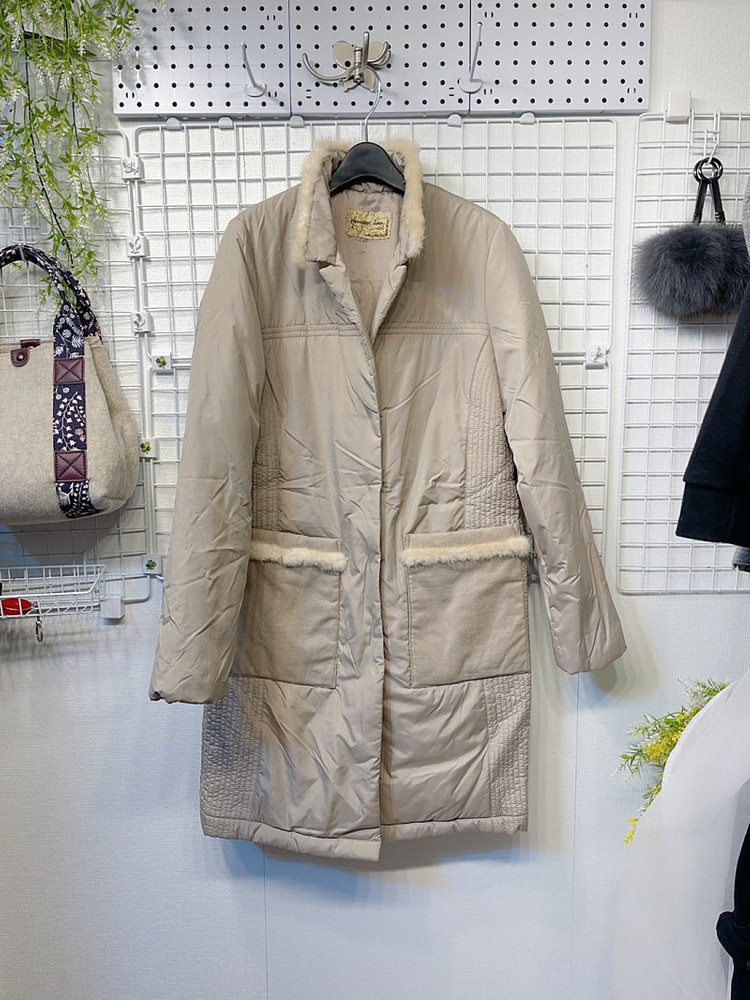 새옷 55 경량 패딩 누빔 코트 천연밍크 배색 충전제 모100% 베이지,블랙--5